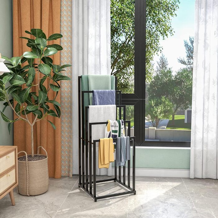 Сумка-організатор для рушників JURMERRY - підставка для рушників на 5 ярусів, чорна, аксесуари для ванної кімнати