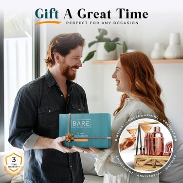 Набір бармена для приготування коктейлів Rose Gold 24oz: 12 предметів, дерев'яний підставник, рецепти, професійний барний аксесуар