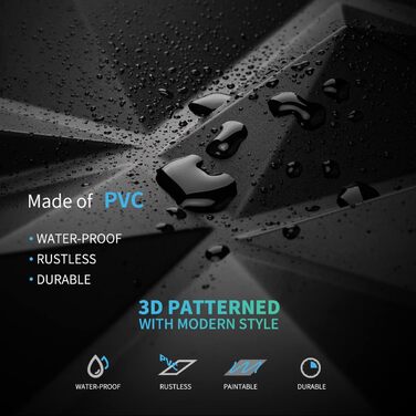 3D Панелі для стін Art3d, 33 шт., 30x30 см, матовий чорний, ПВХ, водостійкі