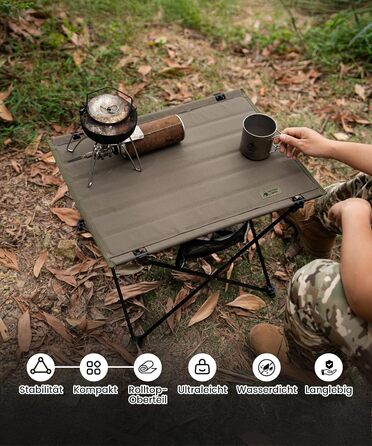 OneTigris CAMPMATE Стіл для кемпінгу складний, легкий, розкладний, вантажопідйомність до 30 кг для відпочинку на природі, піших прогулянок