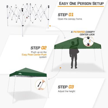 EAGLE PEAK 3 m x 3 m Pop-Up Tent with Sloping Legs (Green)