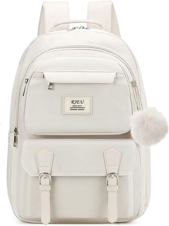 Шкільний рюкзак для дівчаток з відділенням для ноутбука 15.6 дюймів, стильний, для старшої школи та коледжу (Бежевий)