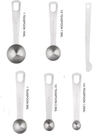 Measuring cup and measuring spoon set, stainless steel, measuring cup and magnetic conversion chart (silver), 13 pieces