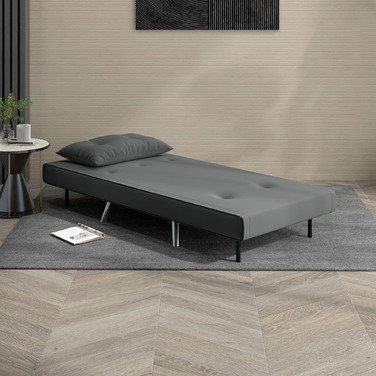 HOMCOM Sleeper Chair Folding Chair with Bed Function Dark Grey 77x88x83cm, comfortable single sofa with cushion for guests