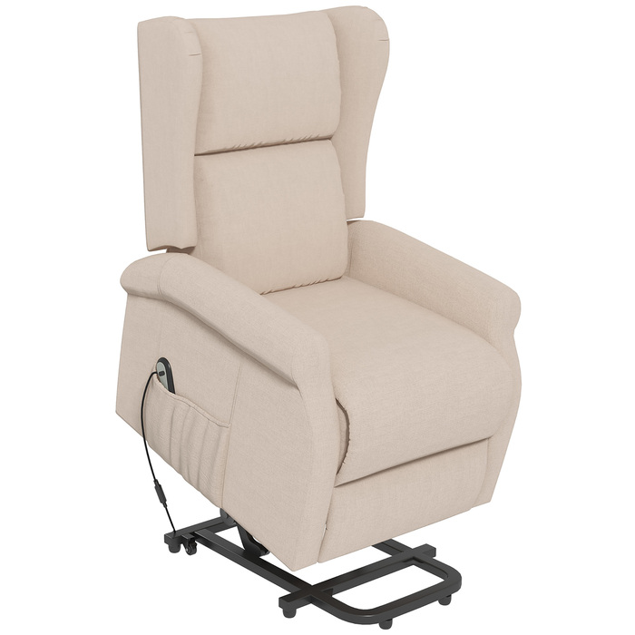 HOMCOM Electric Reclining Chair with Lie-Flat Function, Senior Recliner with Lift Assist, Up to 200kg, 72.5x94x109cm, Cream