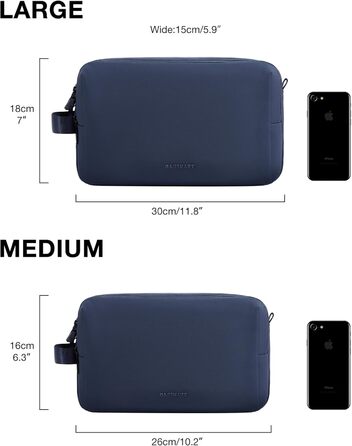 Чоловіча дорожня косметичка BAGSART з подвійним замком, об'єм 5л, темно-сіра (з синьою шкіряною фольгою)