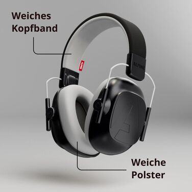 Дитячі навушники для захисту від шуму Alpine Muffy – комфортний захист вух для дітей до 16 років, регульоване наголов'я (чорний)