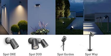 Steinel LED Spotlight DUO SC Connect, smart outdoor wall light, motion sensor, dimmable, controllable via app, schedule function, 7 W, 3000K, Anthracite