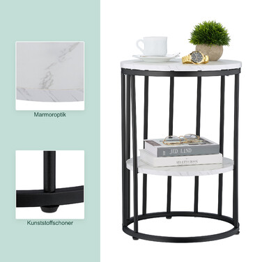 Relaxdays Side Table with Marble Look