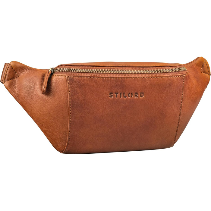 STILORD 'Pino' Елегантна поясна/грудна сумка з натуральної шкіри для жінок та чоловіків. Компактна, вінтажна, в стилі 'Pino', колір: кара-коньяк