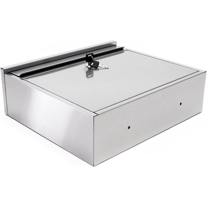 Поштова скринька Wiltec V12 сталева оцинкована срібляста з замком, оглядовим вікном та табличкою для імені (360x115x320 мм)