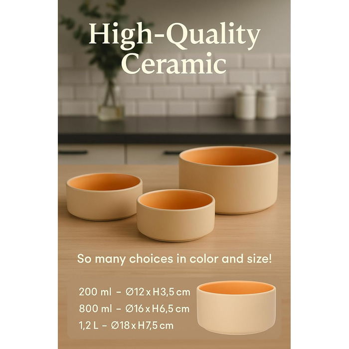 Миска для собак з кераміки, велика, 1.2л, антиковзаюча, бежево-зелена, Flamingo Anca, 1.2 л