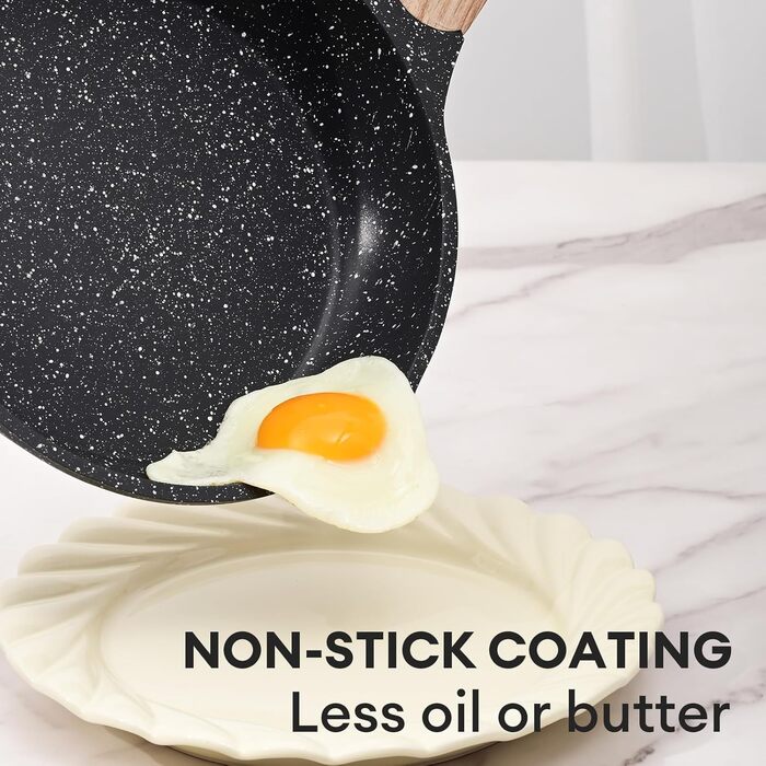 Набір сковорідок JEETEE 6-ти частинний з кришкою, 20/24/28 см, індукційні, з антипригарним покриттям, для всіх плит, PFOA-free (сірий)