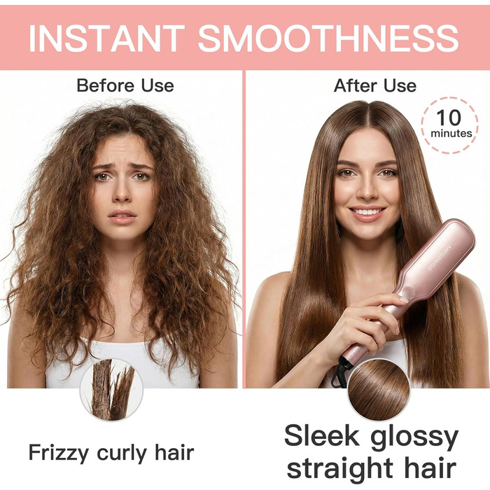 Випрямляч для волосся Megawise Pro Keramik-Ionen з швидким нагрівом, автоматичним вимкненням та захистом від опіків (Roségold)