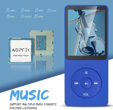 MP3-плеєр AGPTEK 32GB зі спікером, 70 годин роботи від акумулятора, 1.8