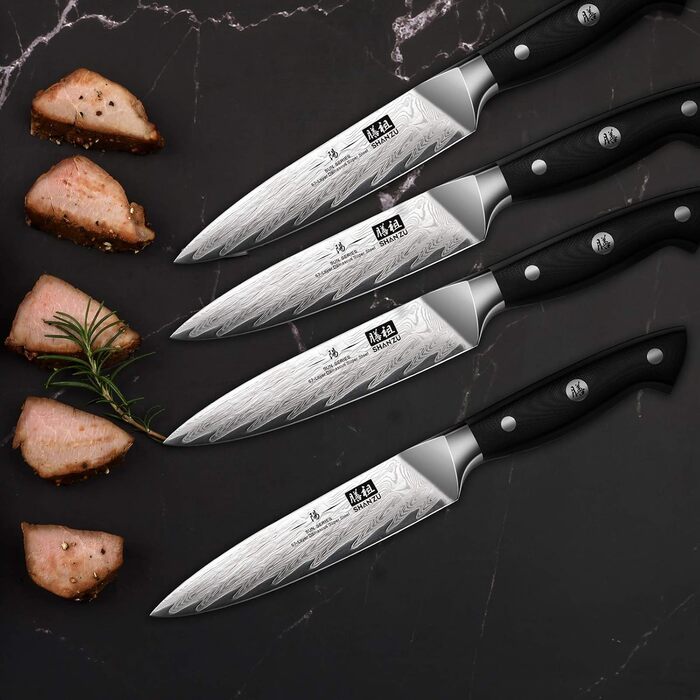 Японський кухонний ніж SHAN ZU Damast, 67-шарів, з нержавіючої сталі AUS10, професійний шеф-ніж з ручкою G10, подарункова коробка (набір столових ножів на 4 персони)