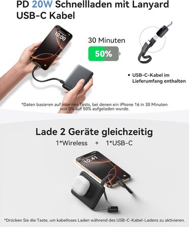 Power Bank INIU Magsafe 20W з ключовим ланцюжком та підставкою, 5000mAh (блакитний)