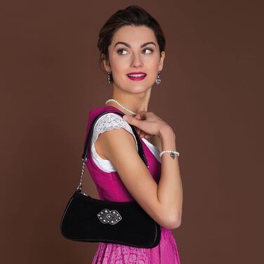 Сумка Alpenflüstern Lissy для дірндля - жіноча сумка через плече, традиційна австрійська сумка для костюма, чорний колір