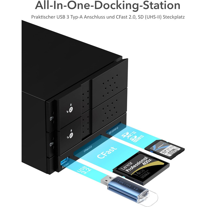 SABRENT Док-станція для жорстких дисків 2 відсіки USB A/C з RAID, SATA SSD/HDD, 2.5/3.5 дюймів, 5Gbps, підтримка 10TB