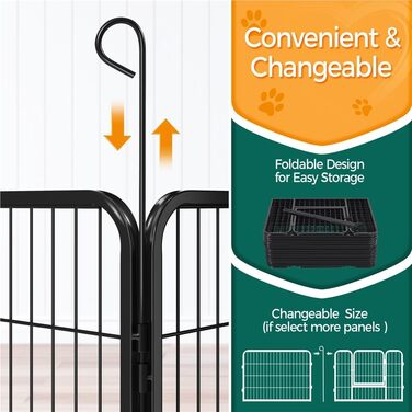Вольєр для цуценят Yaheetech на 16 панелей, 80x60 см, чорний