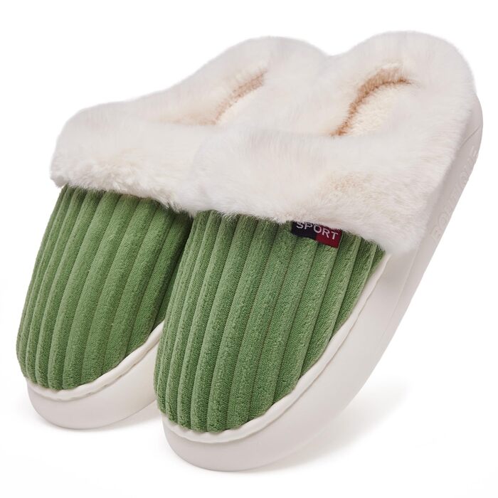 Зимові плюшеві тапочки Guyarns для жінок та чоловіків з піною Memory Foam, кордов'янта, неслизька підошва, комфортні домашні капці, зелені, 38/39 EU