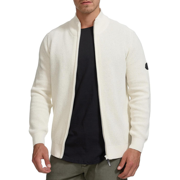 Чоловічий кардиган Indicode INLayton з високим коміром та блискавкою | Дріб'язкова в'язана куртка для чоловіків, білий, колір Аспарагус
