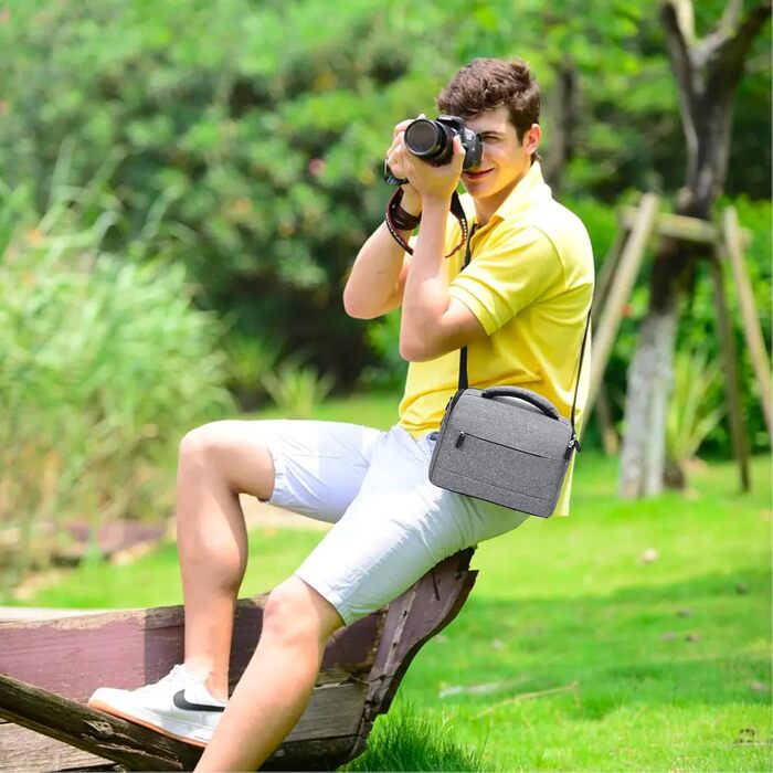 Сумка для камери HIUOUIH: фотосумка для DSLR/SLR камер, 26 x 19 x 15 см, сіра