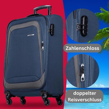 Тролей-валіза NOWI Korfu Weichschalen L, 50L, блакитна – зручний та легкий багаж для подорожей