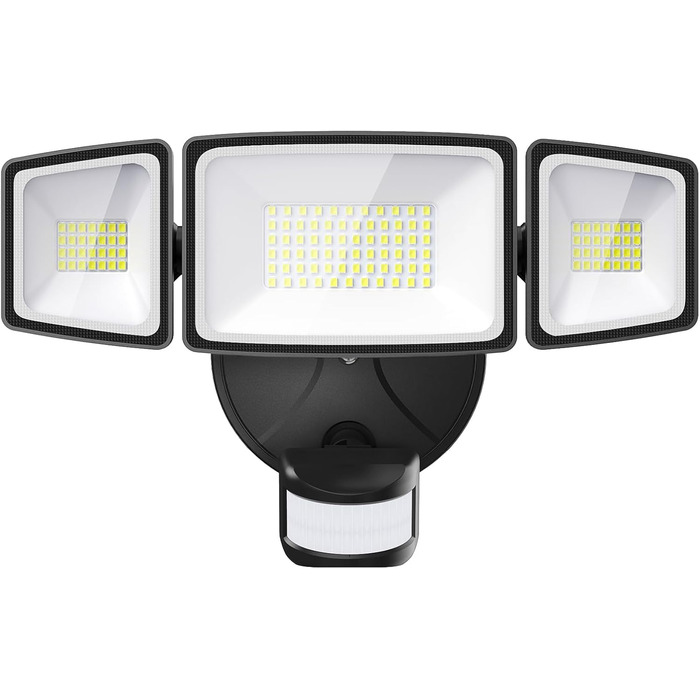 Onforu LED Floodlights with Motion Sensor Outdoor 55W, 5000 LM LED Floodlight, Outdoor Spotlight with Adjustable 3 Heads, 6500K Cool White Spotlight, IP65 Waterproof Floodlight for Garage, Garden, Yard