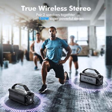 W-KING Портативна Bluetooth Колонка 90W з Глибоким Басом, 40 годин роботи, IPX6 Водостійкість, Powerbank, TF-карта, NFC, AUX, BT 5.0, EQ, для Outdoor, Зелений (Чорно-Білий)
