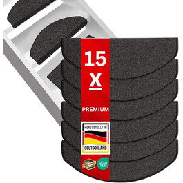 Casa Pura килимок на сходи 15 шт. в наборі, 11 кольорів, міцне кріплення, стабільна кутова рейка (антрацит)