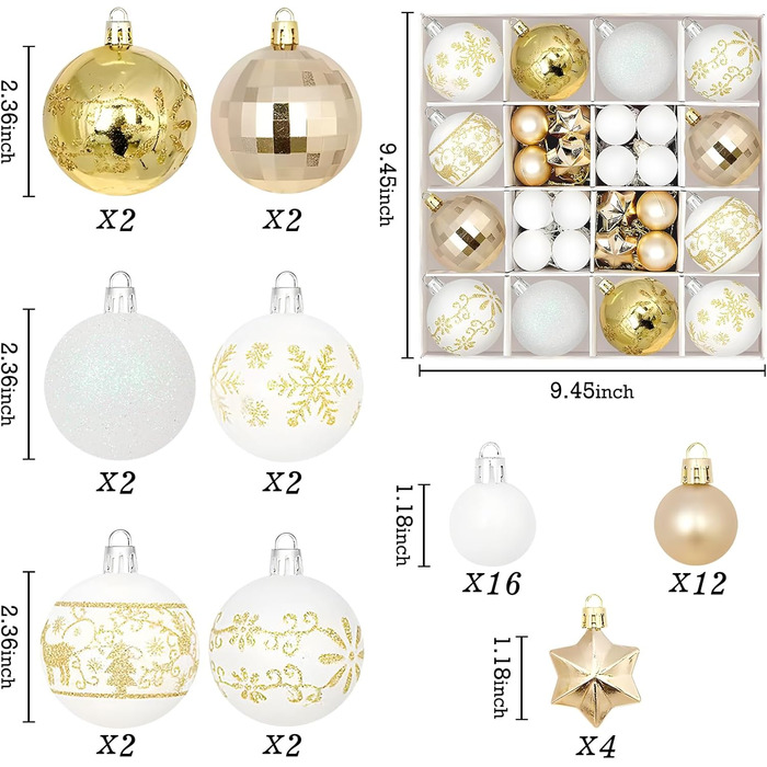 Набір прикрас на ялинку Гаоюн, 44 шт. - ялинкові кулі для святкування Різдва з родиною та друзями