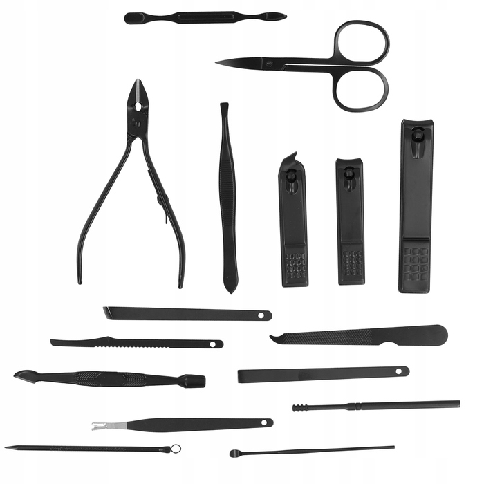 Набір для манікюру 16 предметів з футляром: кусачки, ножиці, пилки та аксесуари