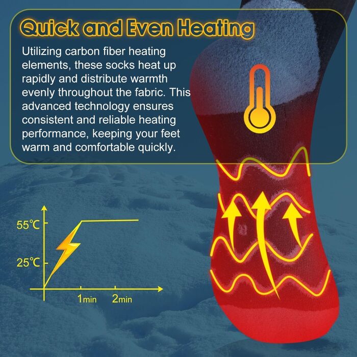 Гріючі шкарпетки з підігрівом, 5000mAh, 4 режими температури, USB, для катання на лижах, велосипеді, риболовлі, кемпінгу, унісекс, 35-45 EU