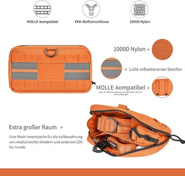 Футляр для корму OneTigris для собак (23,5x13x5 см), 2 шт., MOLLE система, тактичне спорядження, тренування, оранжевий