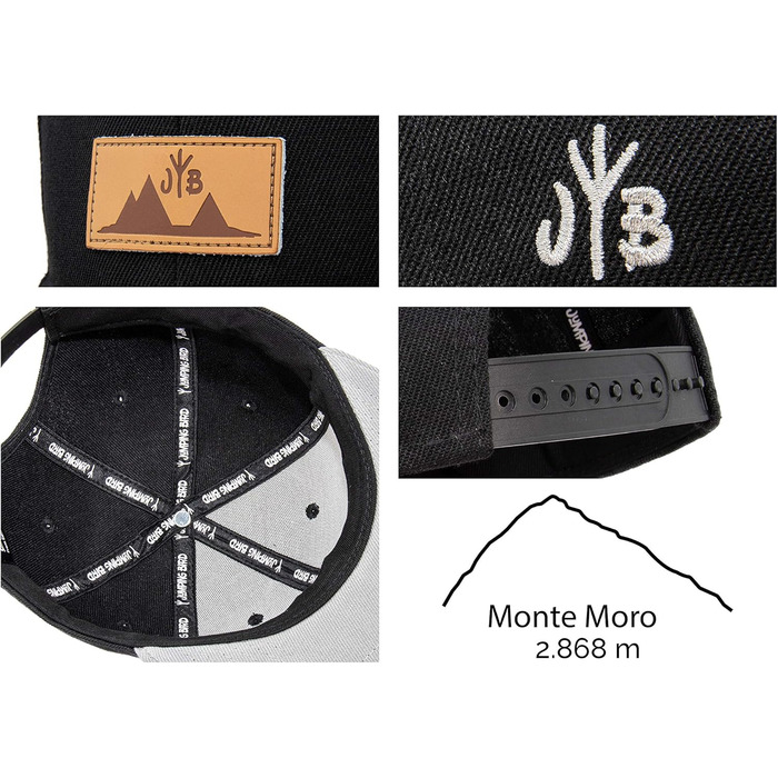 Кепка бейсболка Jumping Bird • Унісекс • Знімний козирок • Легка, регульована, чорно-сіра