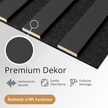 Акустичні настінні панелі SPAZIO Anthrazit 693, 260x54 см (набір 2 шт. 260x27 см), оббивка на фетрі для звукоізоляції