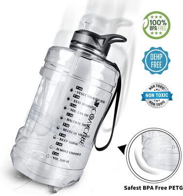 COVACURE Water Bottle Sport - 2.2L Large Water Bottle, BPA Free, Leak-Proof, for Fitness, Gym, Home, Office, Outdoor (Transparent)