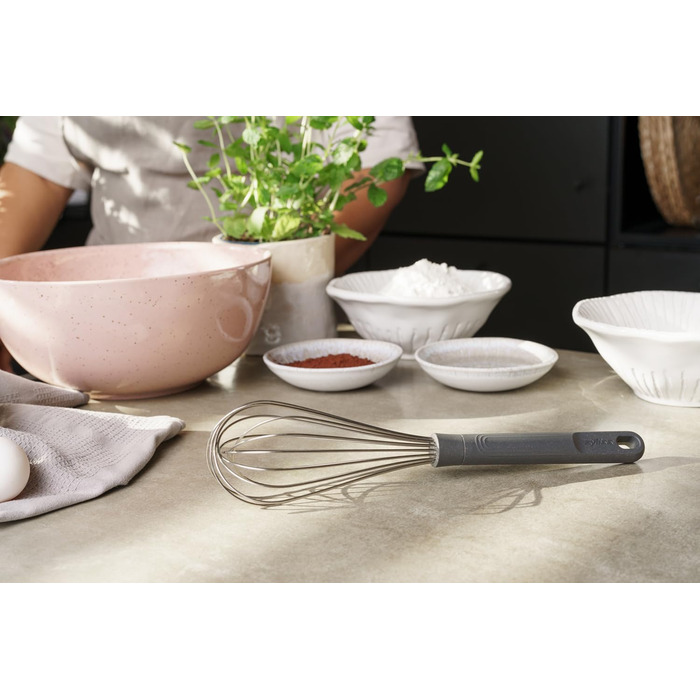 Зіліс E980239 Венчик для збивання, 26см, нержавіюча сталь/пшеничне волокно, сірий, великий, безпечний для миття в посудомийній машині, кухонний інструмент, 5 років гарантії