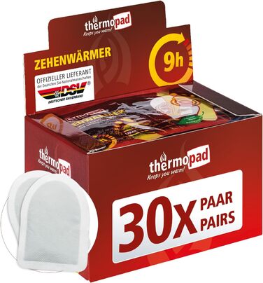 THERMOPAD Toe Warmers – THE ORIGINAL: 30 Pairs of Heat Pads for 8 Hours of Warmth | Ready-to-Use Foot Warmers | Extra Warm Foot Warmers – ideal for Outdoor Activities & Ski Shoes | Foot Heating Pads