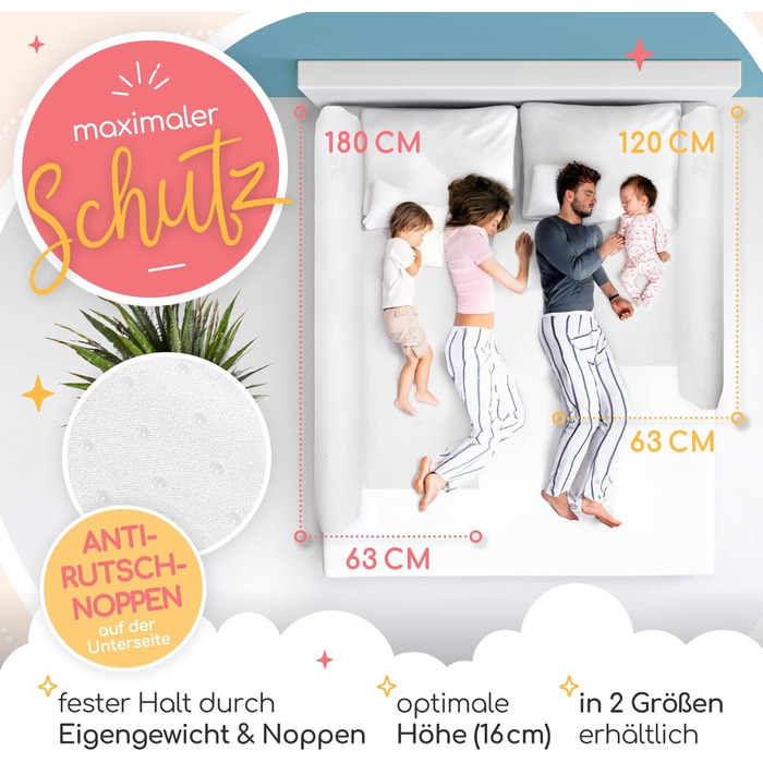 Надувне дитяче ліжко для подорожей - ліжко з захистом від падіння та вбудованим насосом - Портативне дитяче туристичне ліжко з тканиною Oeko-Tex - Ідеально для кемпінгу, готелів та дому (1 шт, 180 см)