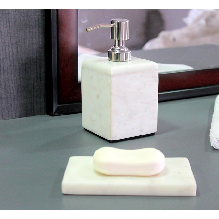 KLEO Luxury 4-Piece Bathroom Accessories Set | Includes Liquid Soap or Lotion Dispenser with Stainless Steel Pump, Toothbrush Holder, Cup, Soap Dish - Bath Set/Bathroom Accessories (2-Piece Set - White)