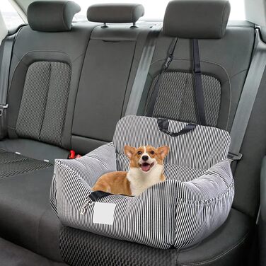 CALIYO Dog Car Seat, Seat Belt - Washable Dog Car Seat in Black/White for Small, Medium & Large Dogs, Dog Seat Car Backseat, Dog Bed Car, Dog Basket Car, Dog Car Seat. Black/White