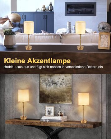 OCEST Настільна лампа на акумуляторі, сенсорне керування, регульована яскравість, для дому, кухні, тераси, їдальні (античне латунь-льон), плафон з шовку 41,5 см