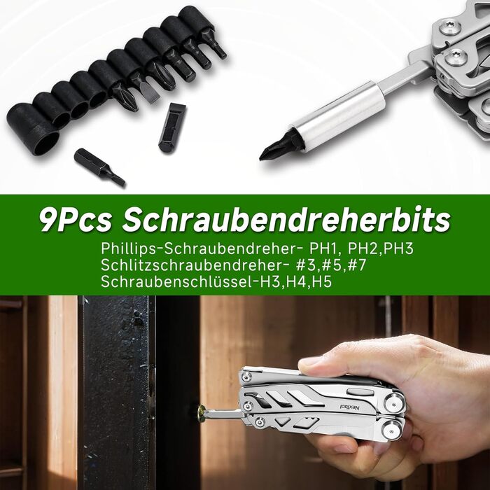 Мультитул NexTool Muiltool 19-в-1: мультифункціональний інструмент з плоскогубцями, ножем, викрутками, ножицями, з нержавіючої сталі для кемпінгу, подарунок для чоловіків (Silver Flagship Max)