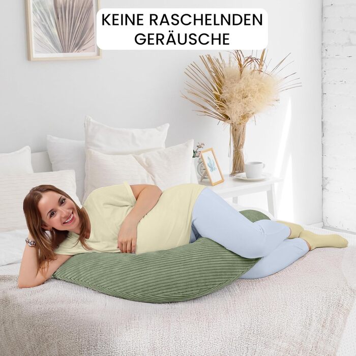 Подушка для годування Amilian Stillkissen XXL 170 см - для сну на боці, вагітності та годування - подушка для сну з наповнювачем та знімним чохлом (Blattpoesie)