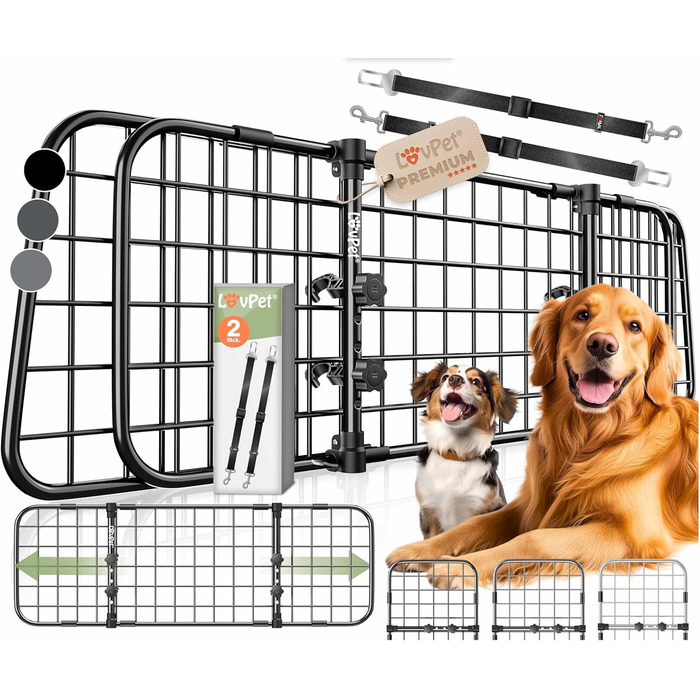 Сітка для собак в авто, бар'єр для собак, захисна сітка для багажника, універсальна, регульована ширина, чорна