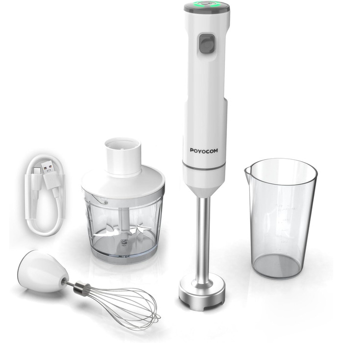 Бездротовий стаціонарний блендер POYOCOM з акумулятором, білий: для смузі, дитячого харчування та супів