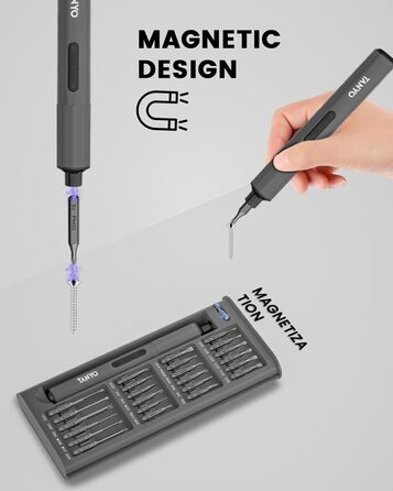 Набір мініатюрної електричної викрутки TANYO 51 в 1 з акумулятором 400mAh, LED-ліхтариком, для ремонту iPhone, ноутбуків, окулярів, годинників (чорний)