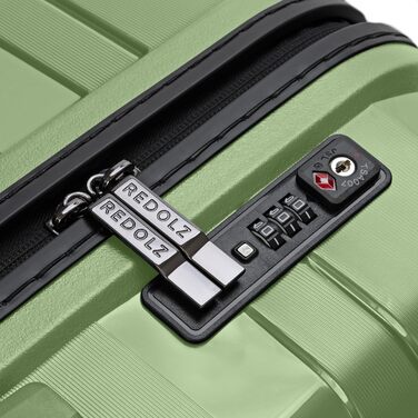 Чохол-валіза REDOLZ Hartschalen Check-in Essentials 10 | Великий вантажний ролик XL 50 x 30 x 76 см з поліпропілену | 4 подвійні колеса & TSA | Набір 3 шт. (Green-metallic)